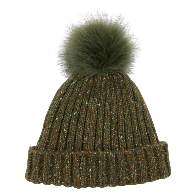 warm ribbed pom pom hat with donegal heritage