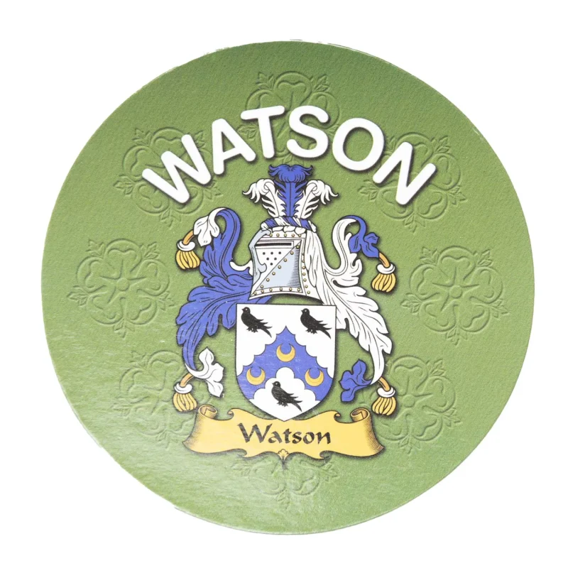 watson family name round cork coaster