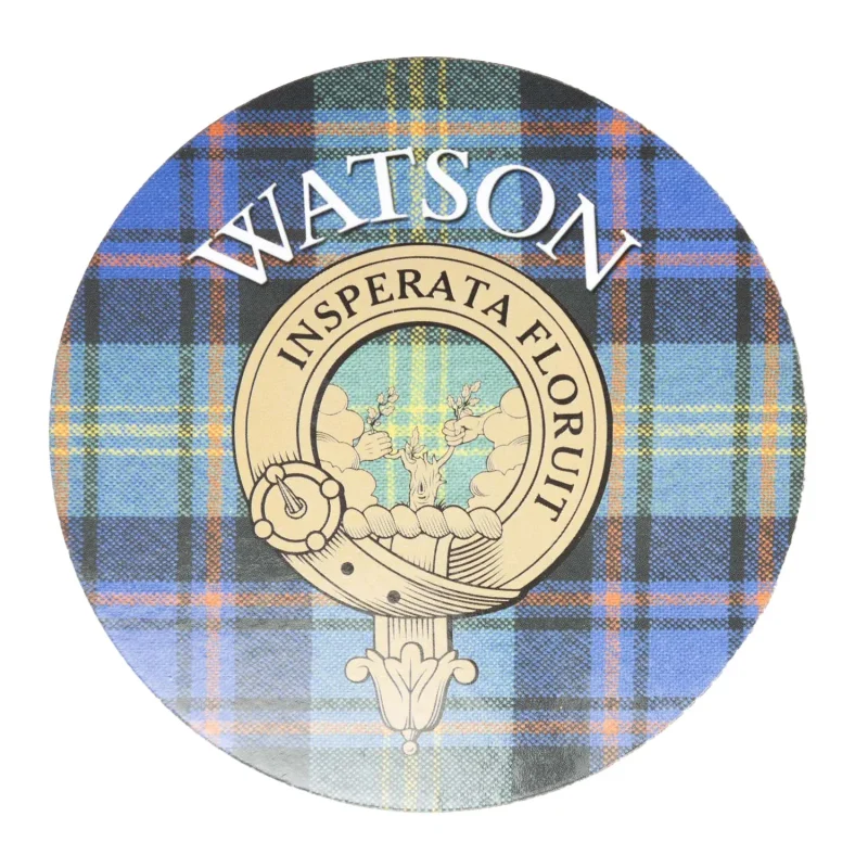 watson s clan name round cork coaster