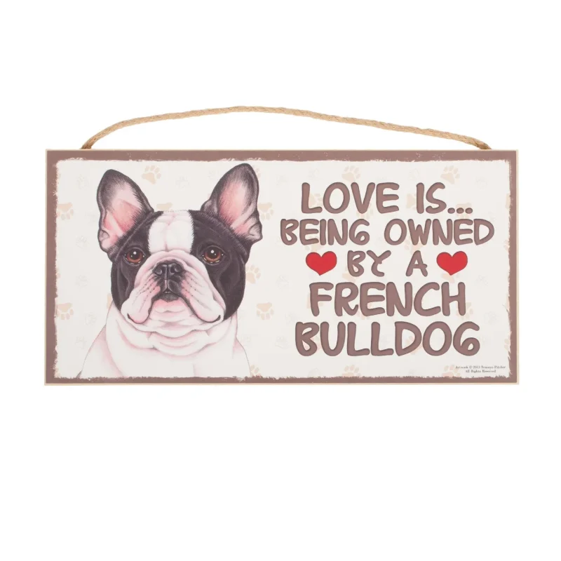 white black french bulldog pet plaque