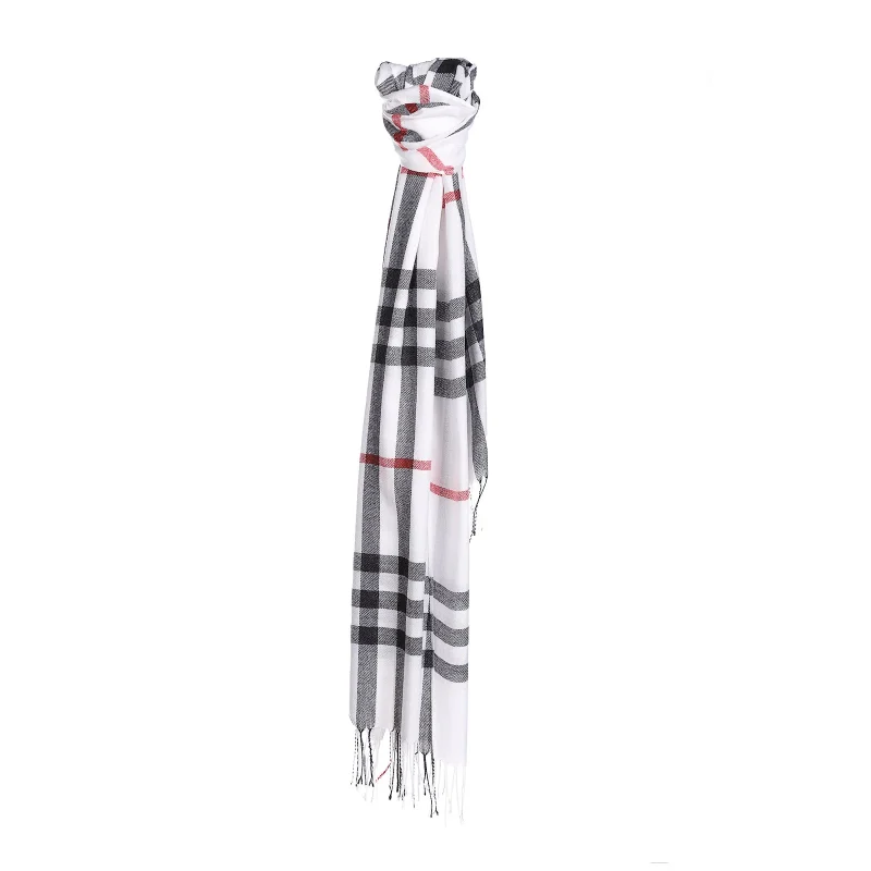 white checked scarf