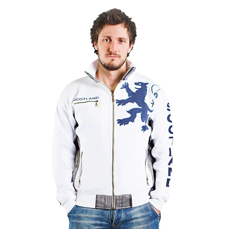 white scotland lion zip up hoodie