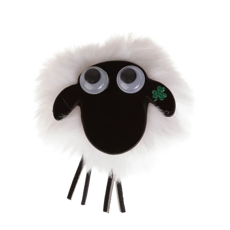 white sheep shamrock pom pom magnet