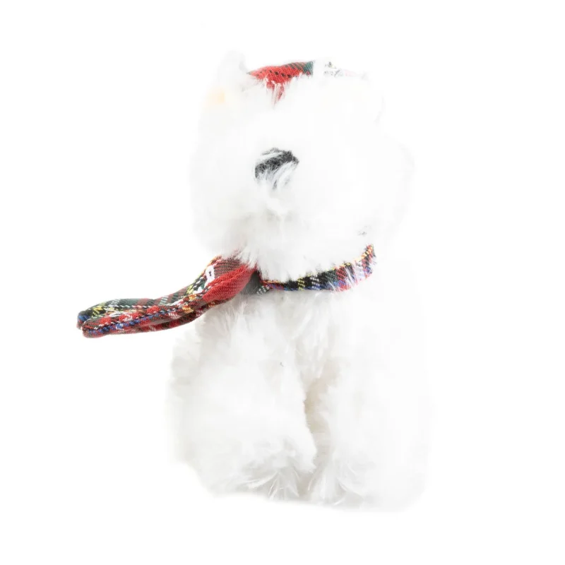 white tartan dog plush toy 15cm