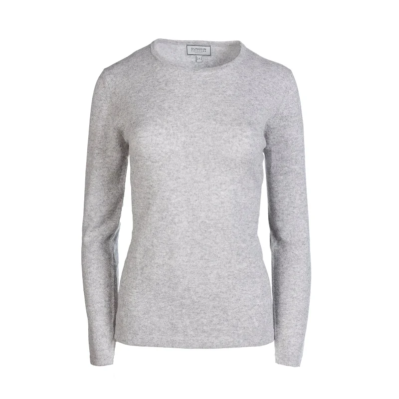 women s 100 cashmere crew neck sweater in silver clay