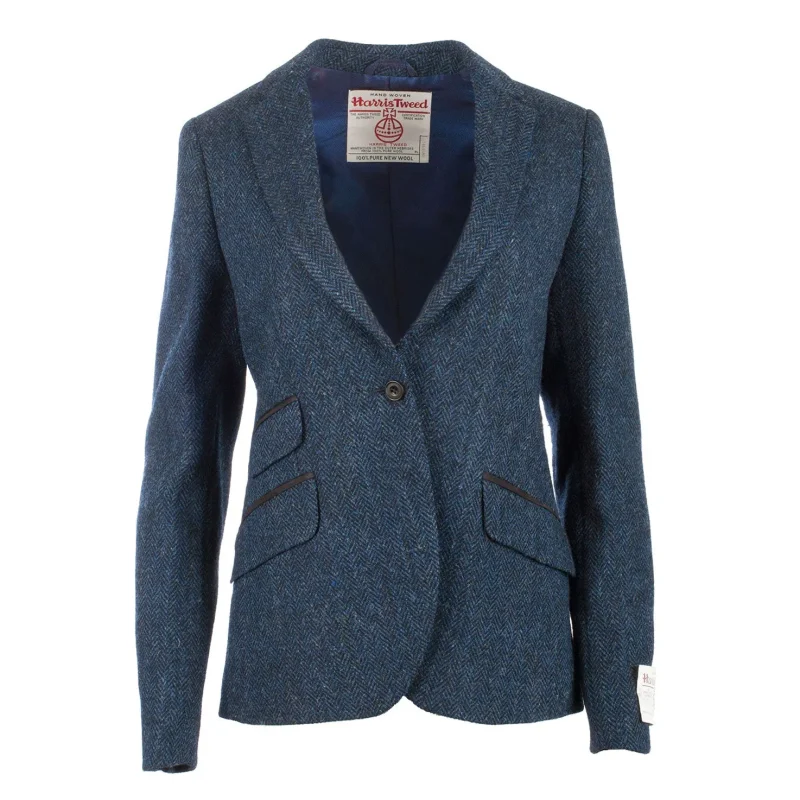 women s blue harris tweed iona herringbone jacket