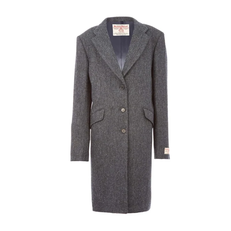 women s blue herringbone eilean coat harris tweed