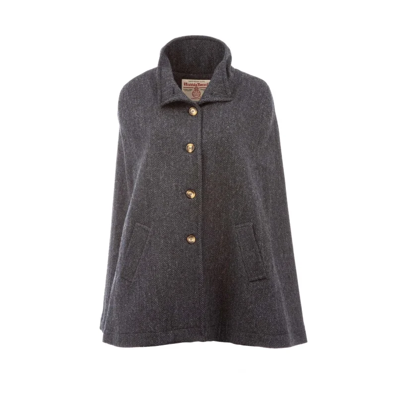 women s blue herringbone harris tweed cape sienna