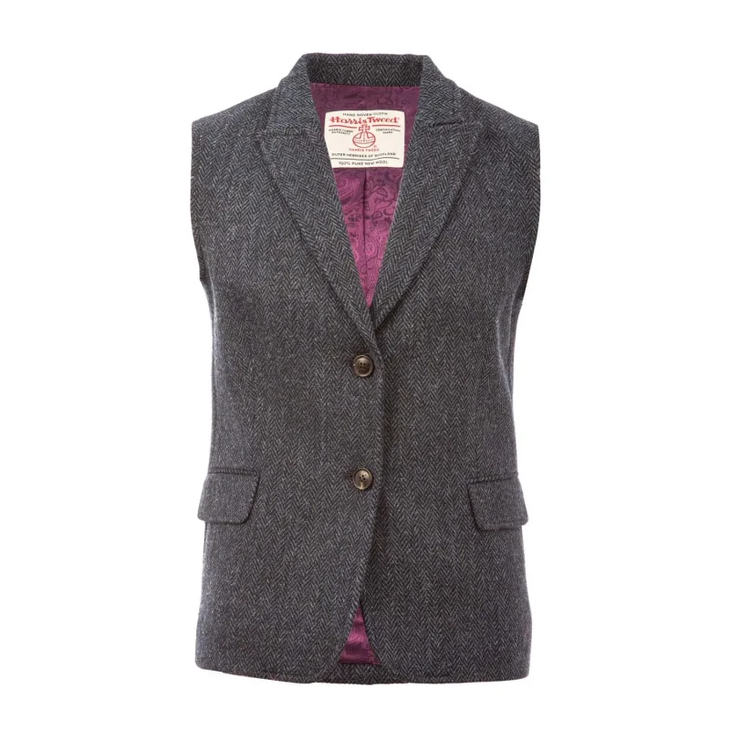 women s blue herringbone harris tweed waistcoat