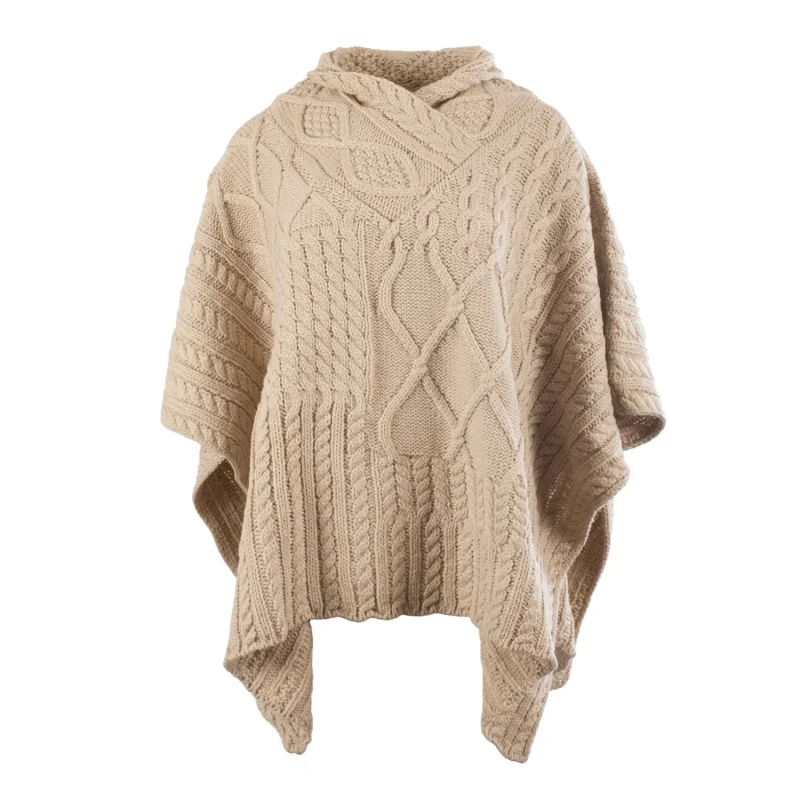 women s cable knit shawl neck cape