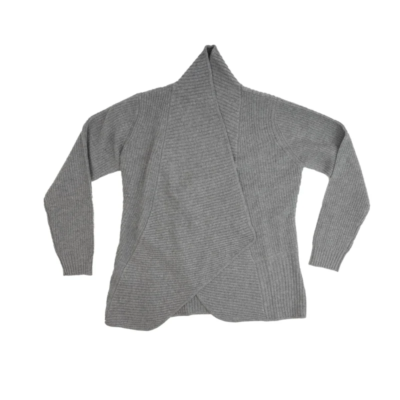 women s cashmere ribbed cardigan grey medium