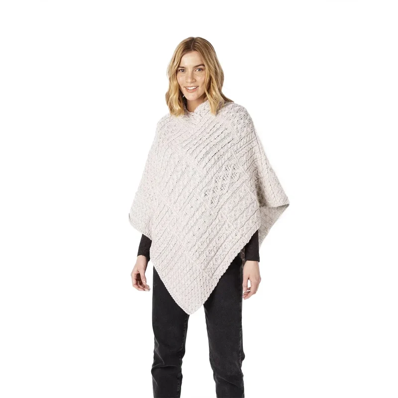 women s elm patchwork silver marl poncho