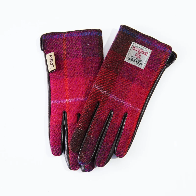 women s fuschia harris tweed gloves