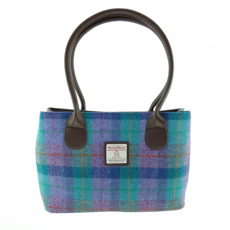 women s green purple check harris tweed cassley handbag