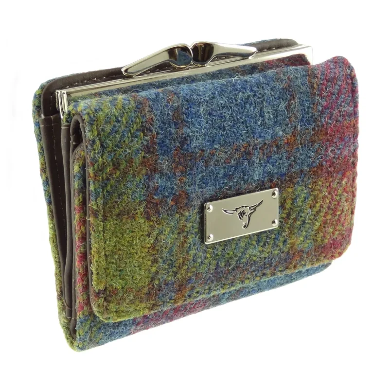 women s harris tweed clasp purse multi color tartan