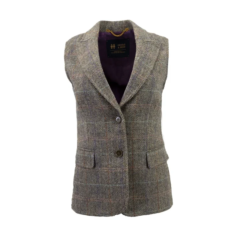 women s harris tweed natural check waistcoat