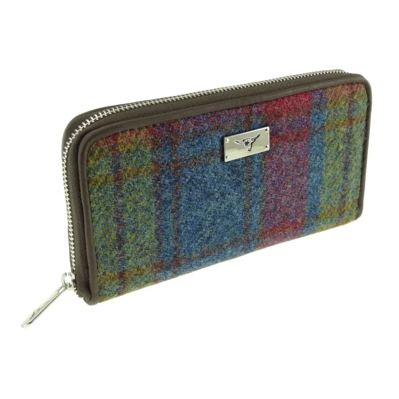 women s harris tweed tartan zip purse multi color