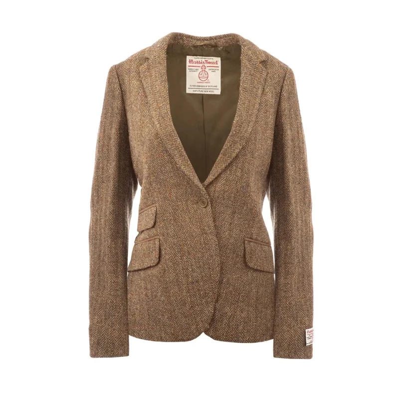 women s herringbone harris tweed iona jacket in brown