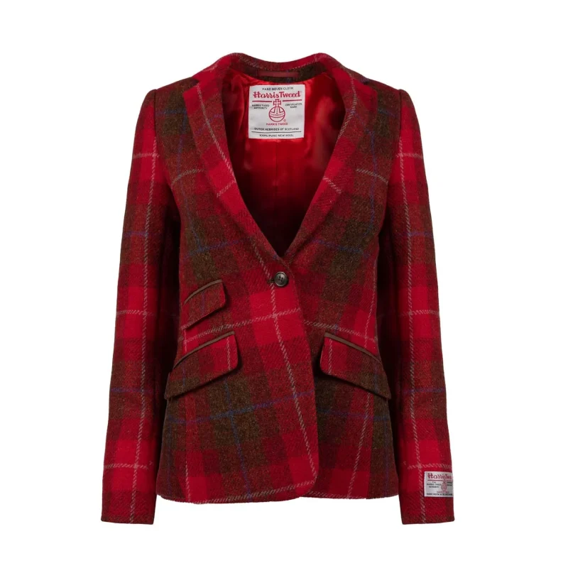 women s iona harris red check tweed jacket ha222 a1