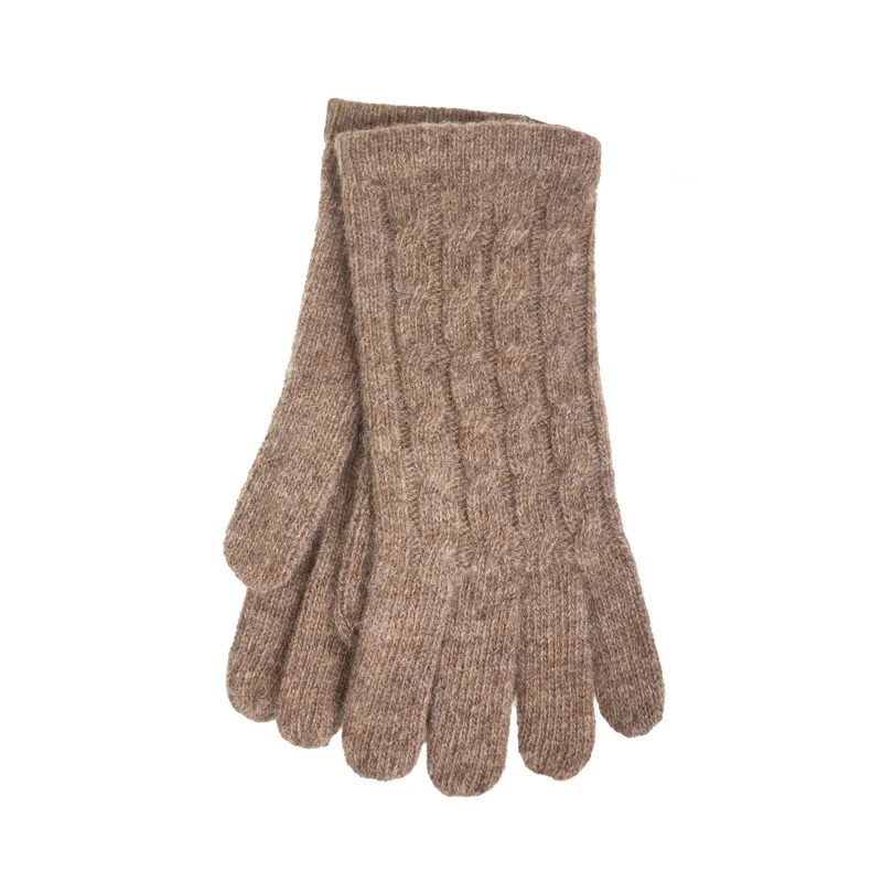 women s lambswool cable knit gloves brindle