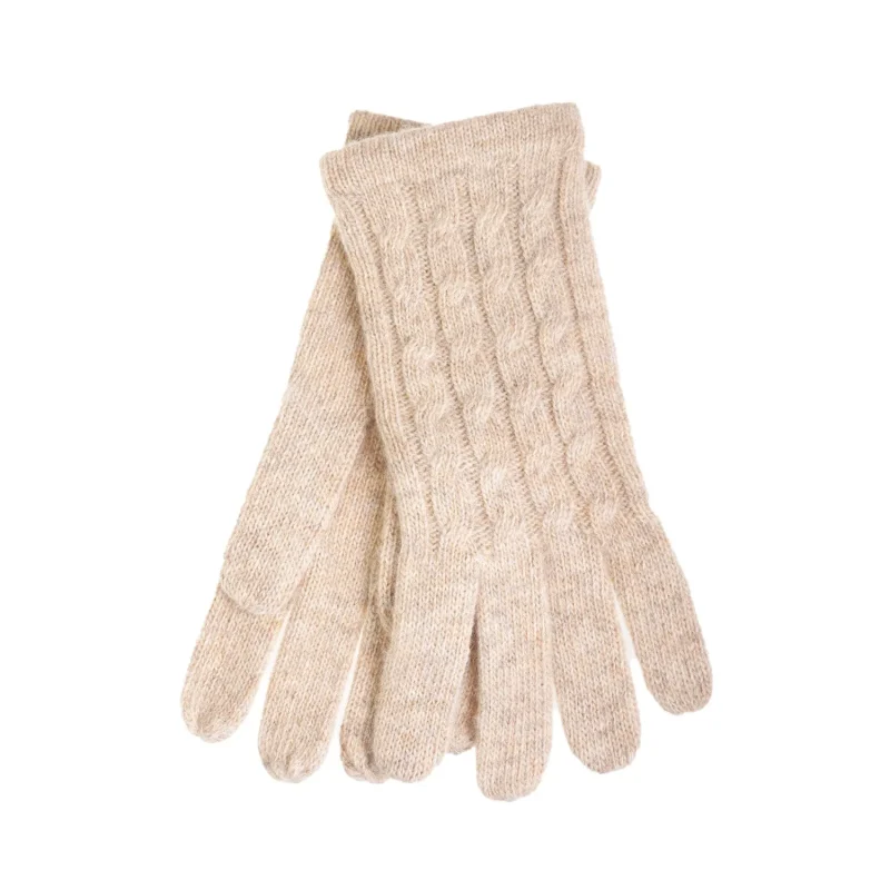 women s lambswool cable knit gloves natural