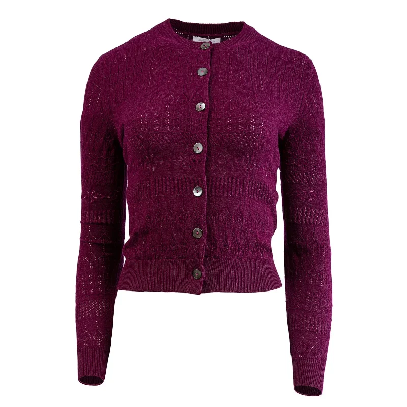 women s luxe cashmere lace cardigan beetroot by john laing