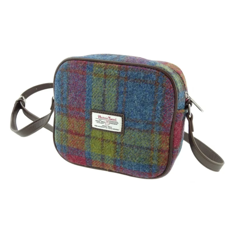 women s multi color tartan almond mini bag harris tweed