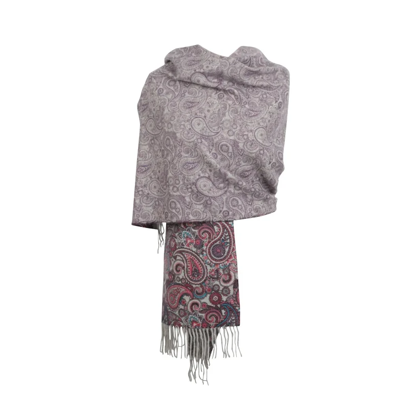 women s pink paisley double sided casual scarf