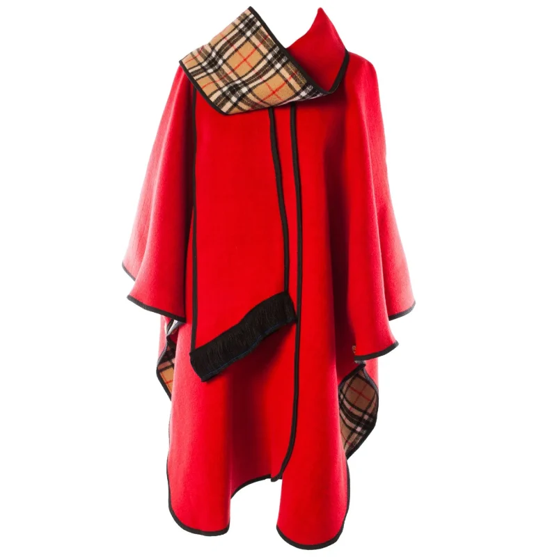 women s red reversible wool blend cape