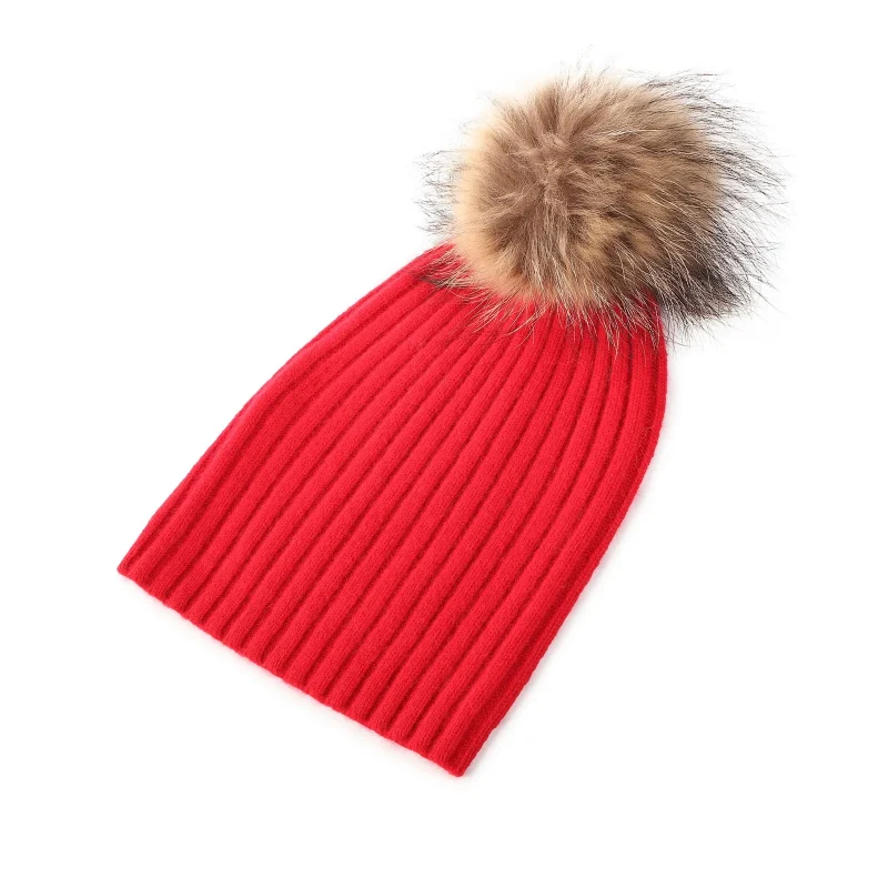 women s ribbed cashmere pom hat cardinal