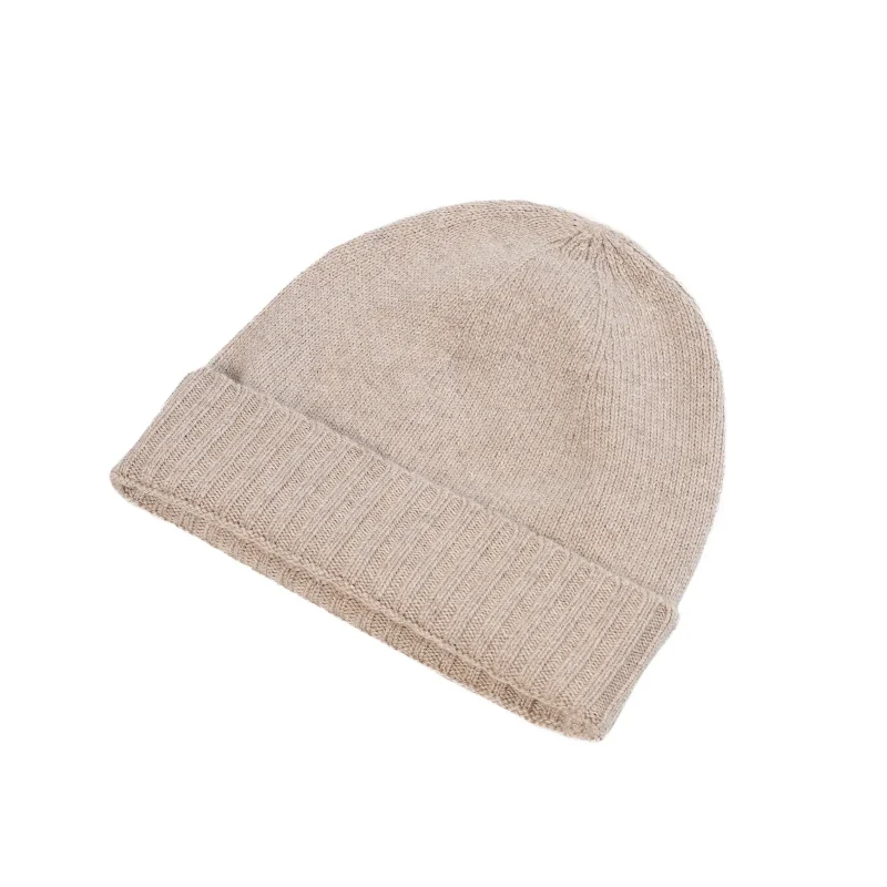 women s sand beige ribbed beanie hat