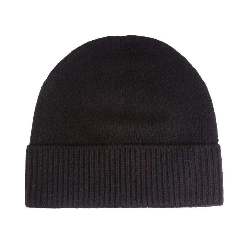 women s soft lambswool blend black beanie hat scaled