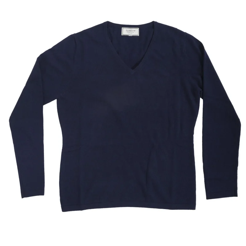 women s soft merino wool v neck sweater navy