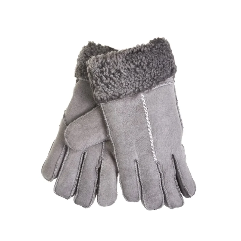 women s suede sheepskin gloves dark grey