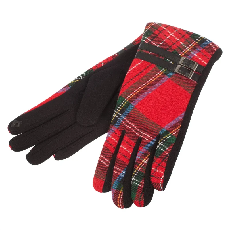 women s tartan buckle gloves