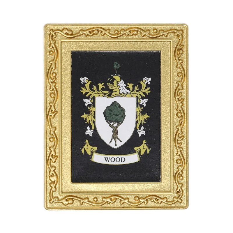 wood coat of arms fridge magnet