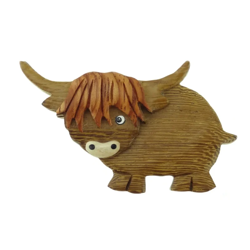 wooden cow decor magnet