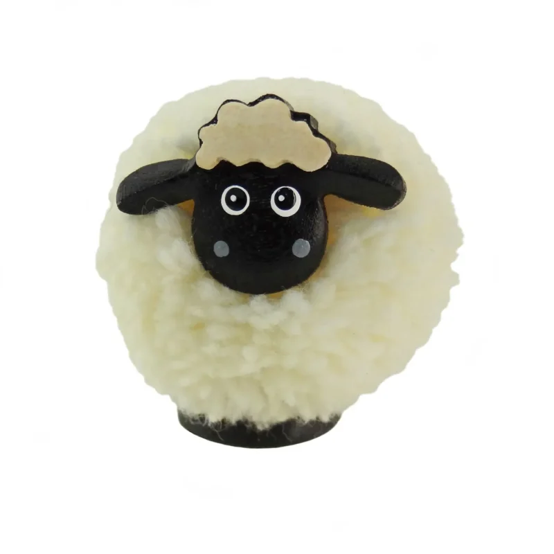 wooden sheep pom ornament 33mm