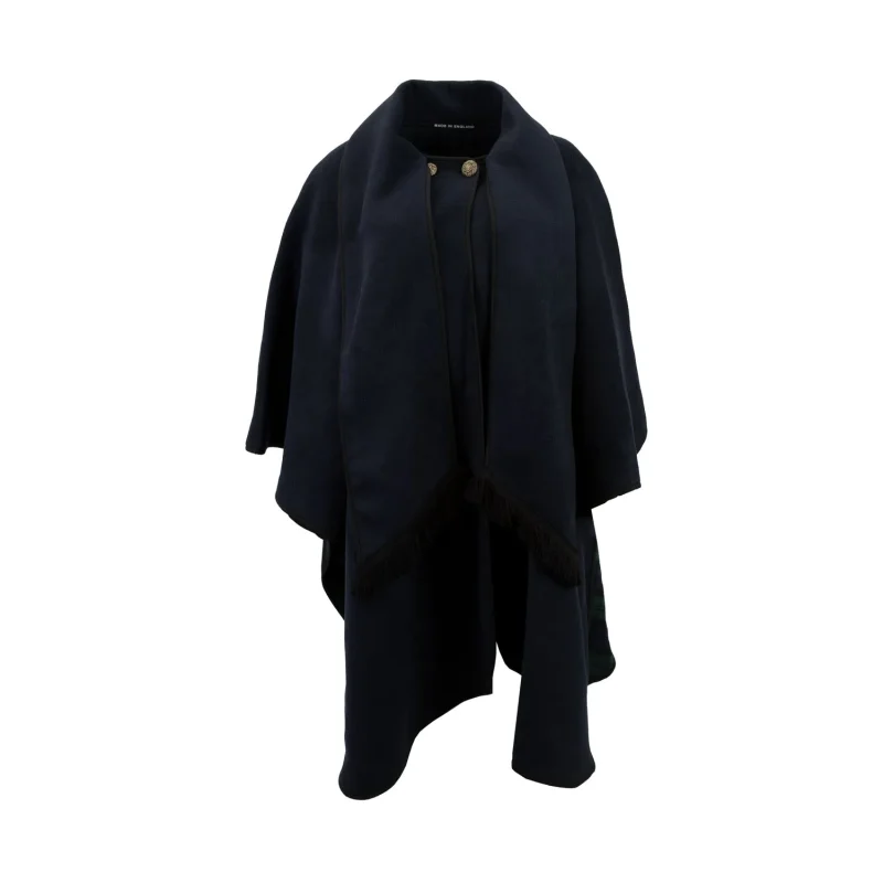 wool blend reversible cape navy black