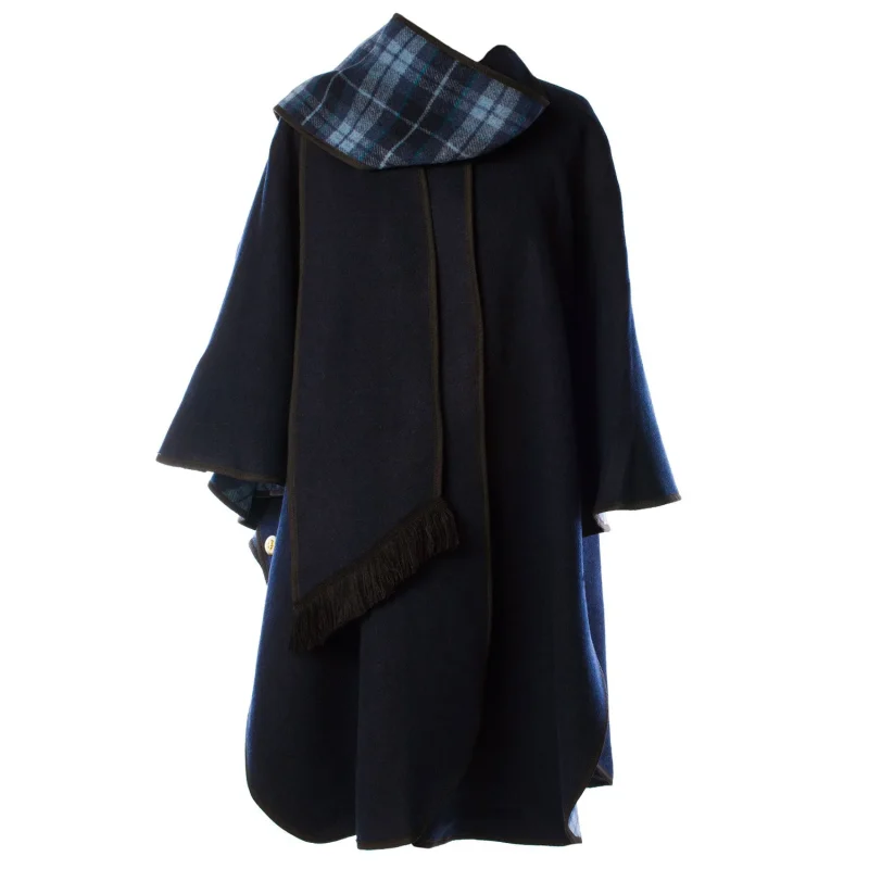 wool blend reversible cape navy women s