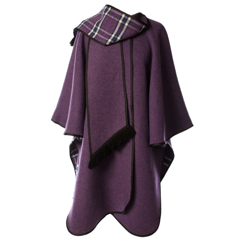 wool blend reversible cape purple ladies