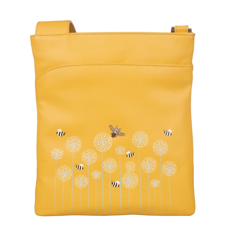 yellow moonflower slim crossbody bag