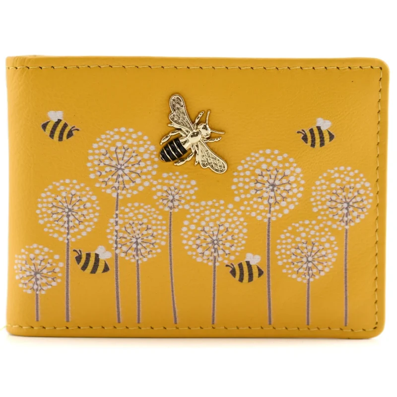 yellow moonflower tri fold bee purse